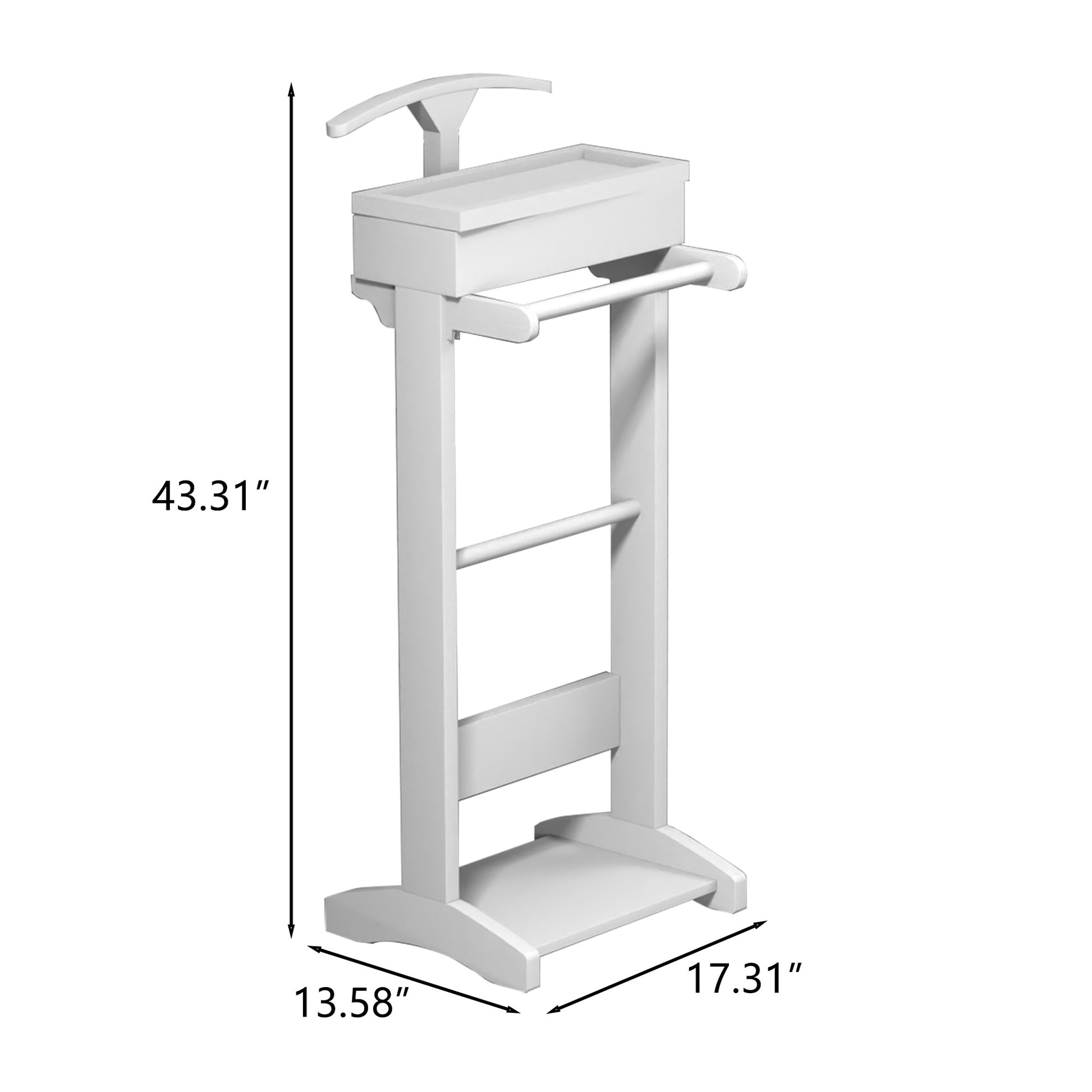 White Portable Garment Rack,Clothes Valet Stand With Storage Organizer White Mdf