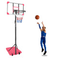 Portable Basketball Goal System With Stable Base And Wheels, Use For Indoor Outdoor Teenagers Youth Height Adjustable 5.6 To 7Ft Basketball Hoop 28 Inch Backboard Pink Sporty Iron