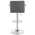 Grey And Chrome Adjustable Bar Stool Solid Grey Dining Room Foam Spot Clean Contemporary,Modern Bar Stools Tufted Back Foam Faux Leather