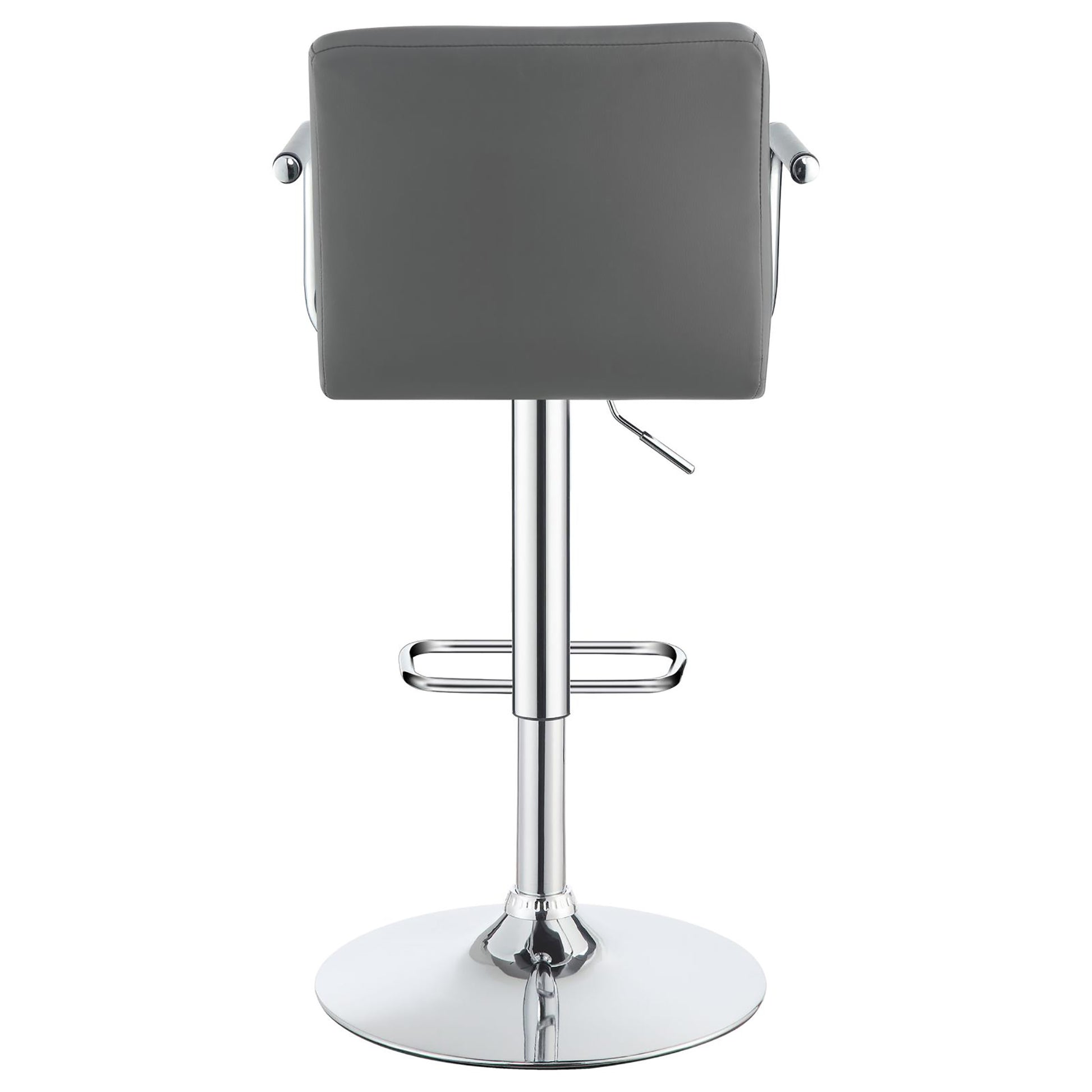 Grey And Chrome Adjustable Bar Stool Solid Grey Dining Room Foam Spot Clean Contemporary,Modern Bar Stools Tufted Back Foam Faux Leather
