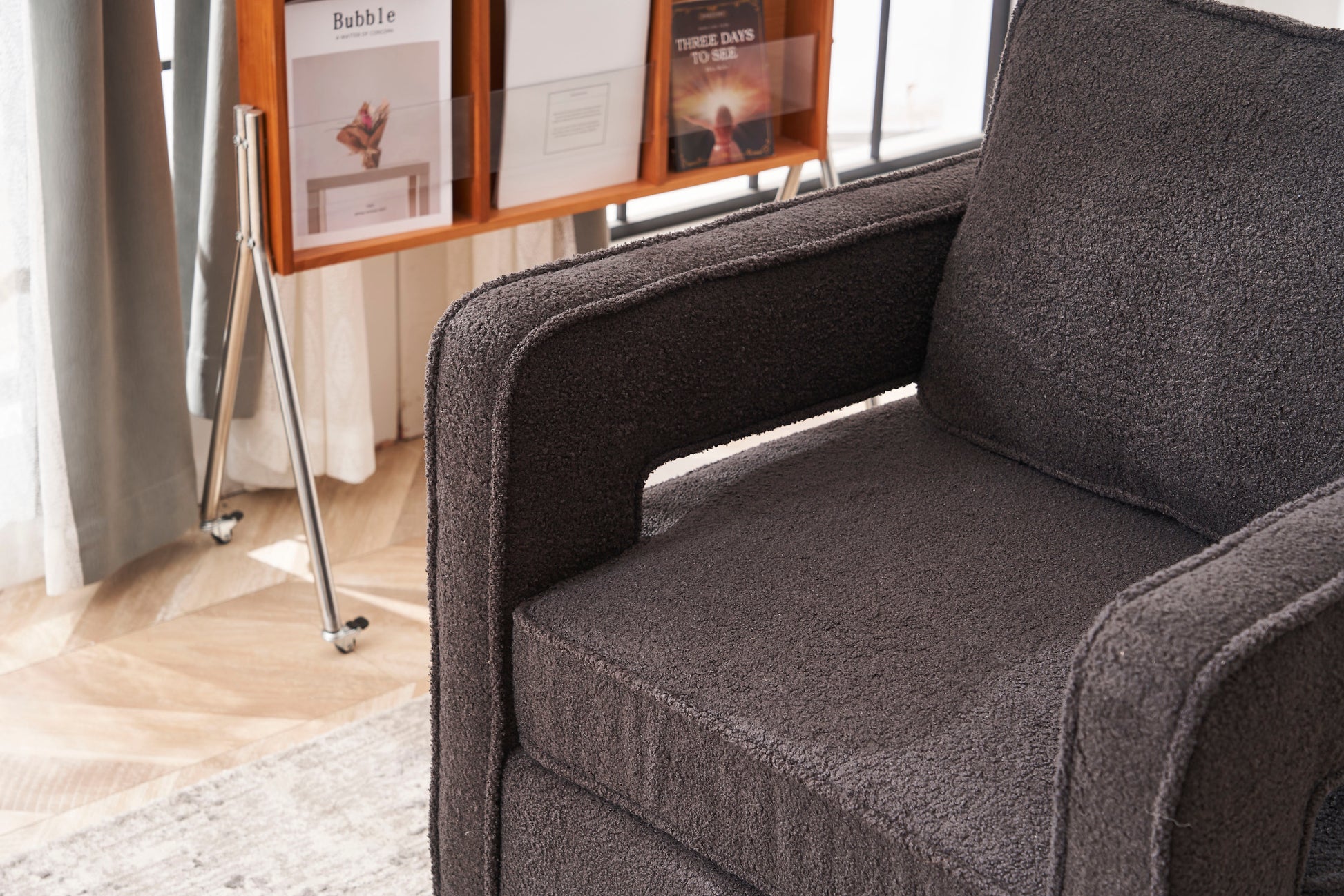 Swivel Barrel Chair For Living Room,360 Degree Swivel Club Modern Accent Single Sofa Chair, Small Leisure Arm Chair For Nursery, Hotel, Bedroom, Office Grey Primary Living Space Modern Faux Fur