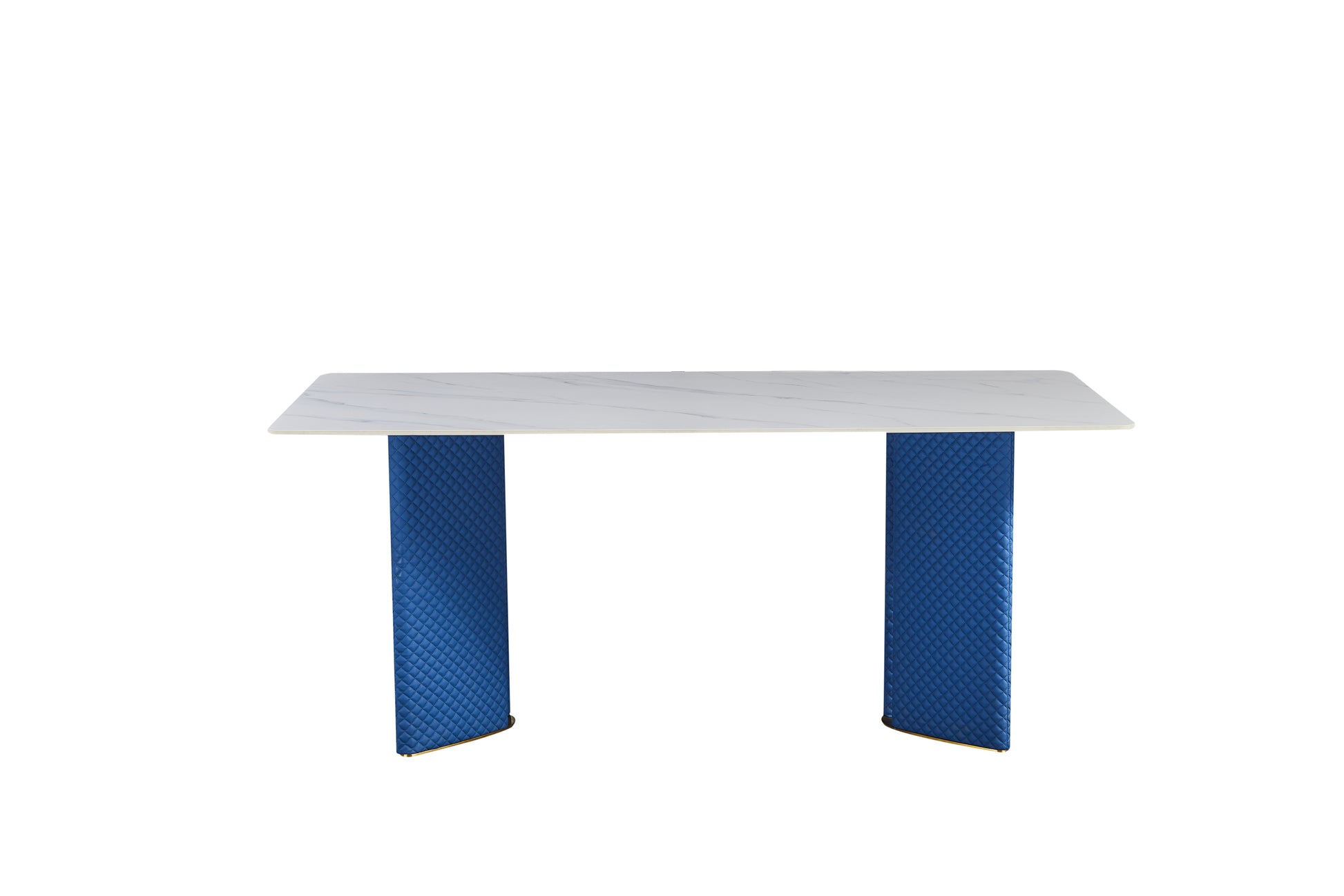Stainless Steel Dining Table With Rock Plate And Woven Leather Supports Up To 94.5 Kg Excluding Chairs White Stainless Steel