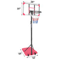 Portable Basketball Goal System With Stable Base And Wheels, Use For Indoor Outdoor Teenagers Youth Height Adjustable 5.6 To 7Ft Basketball Hoop 28 Inch Backboard Pink Sporty Iron