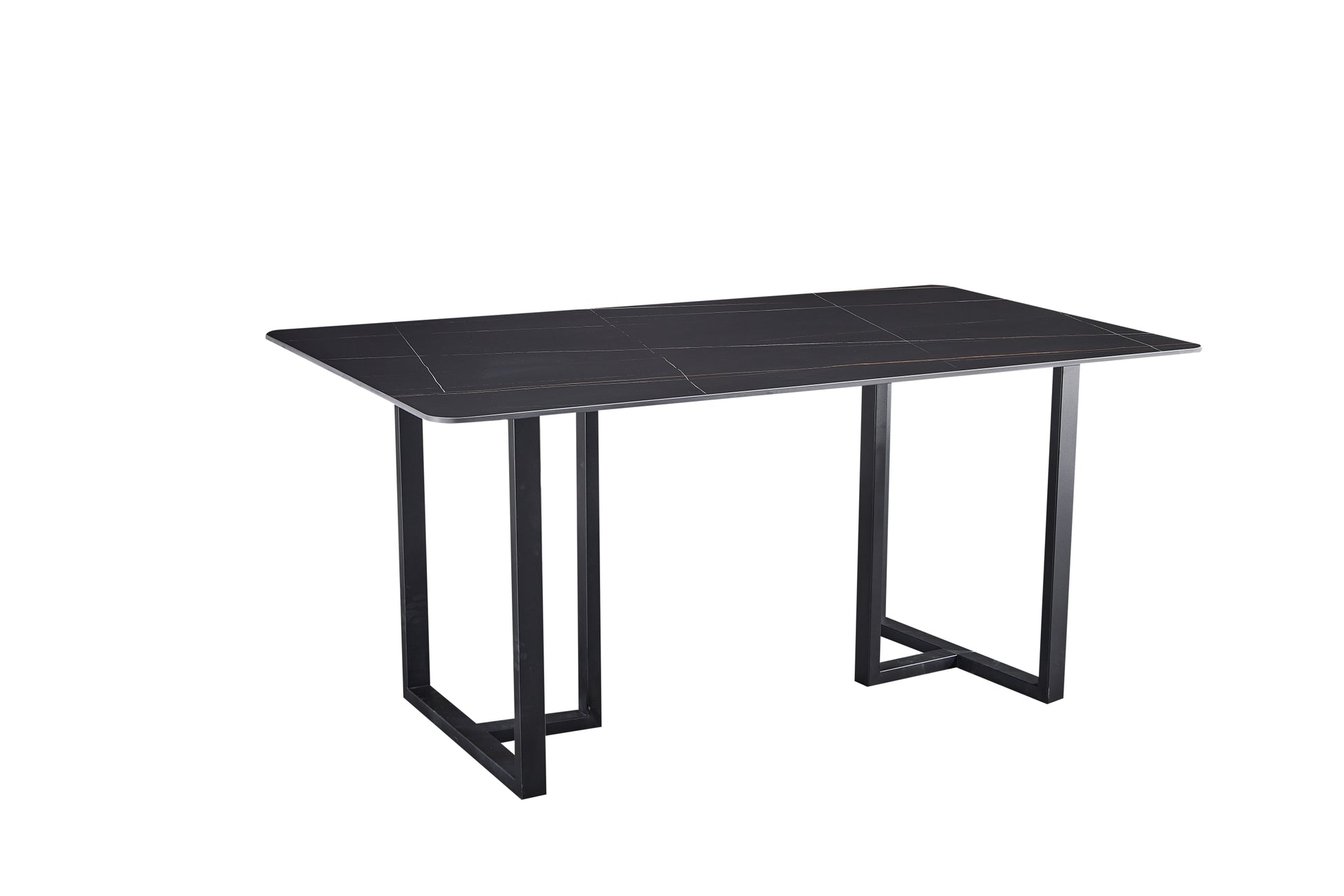 Carbon Steel Dining Table With Lauren Black Gold Stone Surface Supports Up To 74 Kg Black Gold Carbon Steel