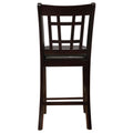 Black And Espresso Lattice Back Counter Height Stools Set Of 2 Solid Brown Espresso Dining Room Foam Spot Clean Transitional Rubberwood Open Back Foam Faux Leather
