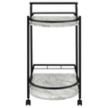 Black And Faux White Marble Serving Cart With Wine Rack Black Gray Dining Room Contemporary,Modern Kitchen Carts Metal Small Less Than 40In