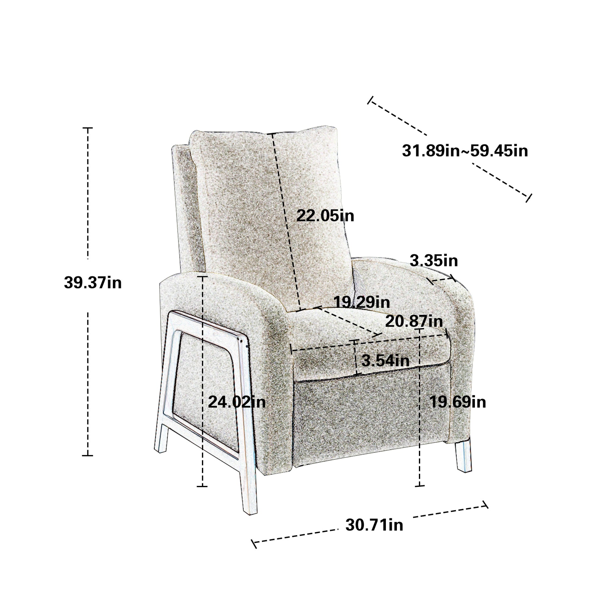 Coolmore Recliner Chair Adjustable Home Theater Single Fabric Recliner Sofa Furniture With Thick Seat Cushion And Backrest Modern Living Room Recliners Light Blue Boucle