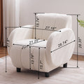 Modern Fabric Upholstered Armchair With Upholstered Reading Chair, Single Sofa, Living Room, Bedroom, Bed, Office Lounge Club Chair, Teddy Velvet White Aluminum