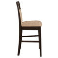 Beige And Cappuccino Upholstered Counter Height Stools Set Of 2 Solid Beige Brown Brown Dining Room Foam Spot Clean Transitional Solid Back Foam Microfiber