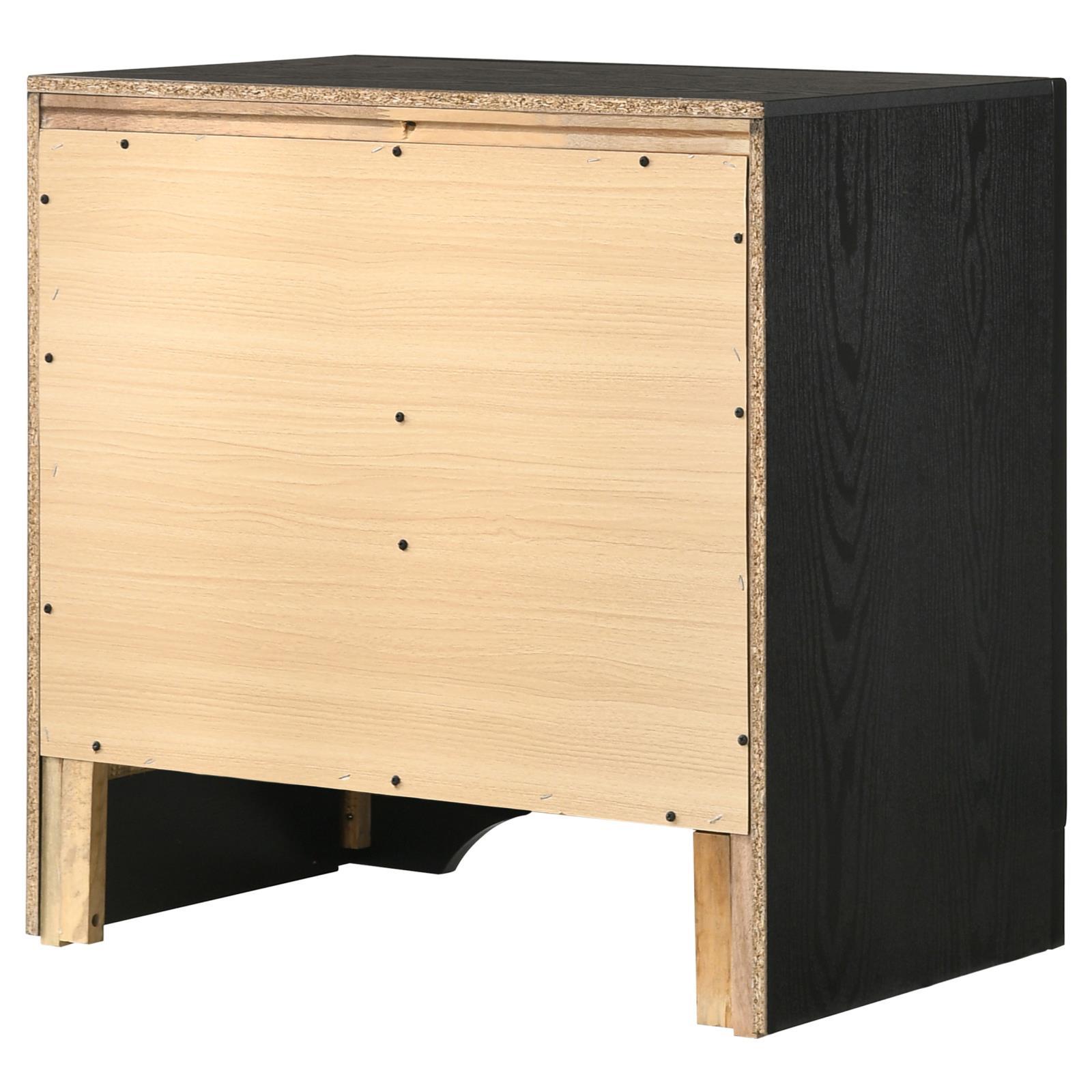 Black 2 Drawer Nightstand With Hidden Jewelry Tray Black 2 Drawers Bedroom Drawer Storage Contemporary,Modern Rubberwood Felt Lined Drawers Black Wood