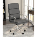 Grey And Chrome Upholstered Office Chair With Casters Solid Grey Office Spot Clean Contemporary,Modern Office Chairs Solid Back Foam Casters Faux Leather