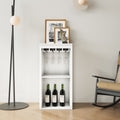 Brown Walnut Color Modular Wine Bar Cabinet With Storage Shelves With Hutch For Dining Room White Mdf