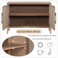 Storage Cabinet Sideboard Wooden Cabinet With 2 Metal Handles And 2 Doors For Hallway, Entryway, Living Room Beige Mdf