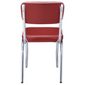 Red And Chrome Upholstered Side Chairs Set Of 2 Solid Red Dining Room Foam Spot Clean Contemporary,Modern Side Chair Open Back Foam Faux Leather