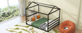 Metal House Shape Platform Bed, Black, Queen Queen Black Metal