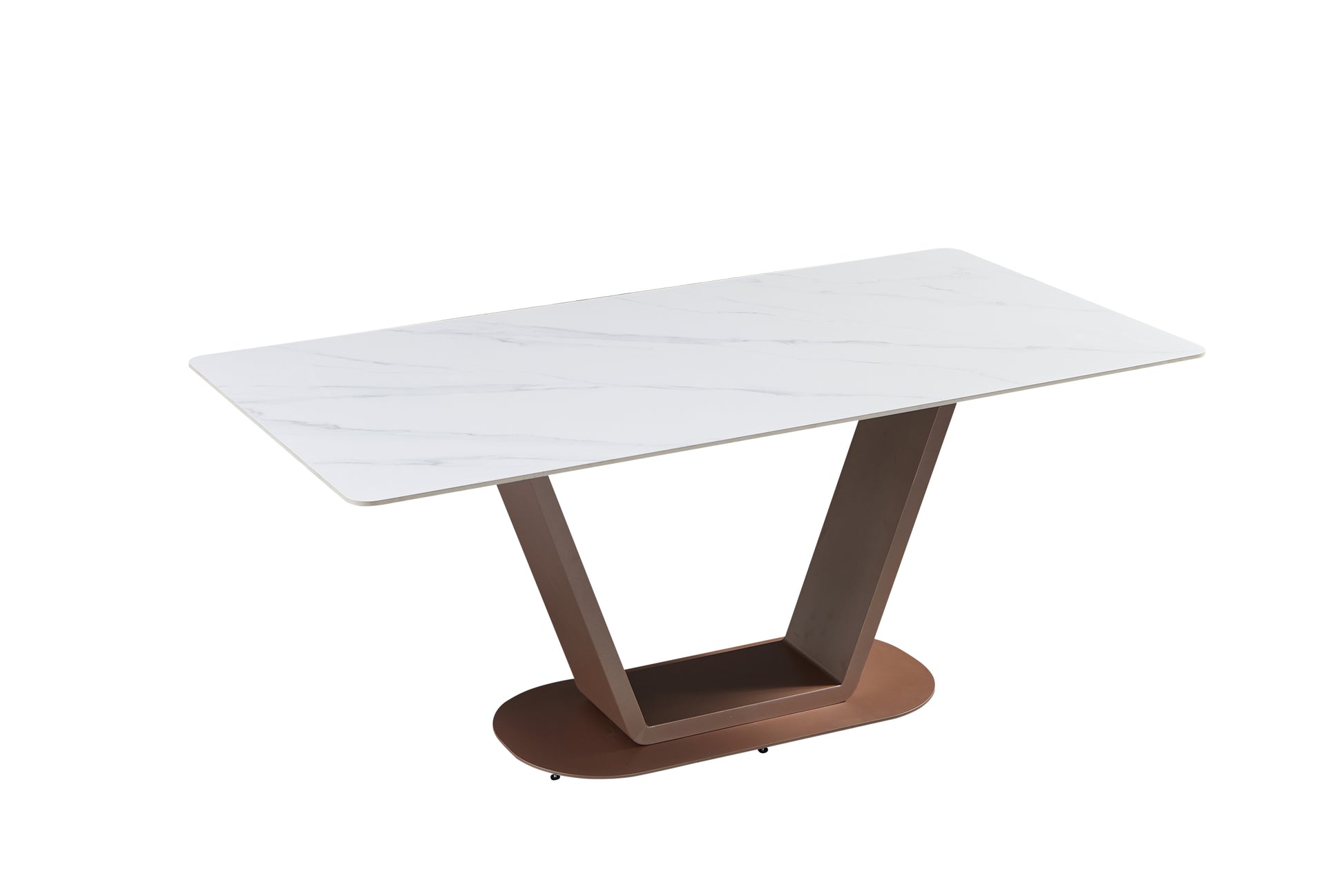 Pandora Carbon Steel And Red Copper Dining Table With Rock Plate Heavy Duty, Supports Up To 94.5 Kg Excluding Chairs White Carbon Steel