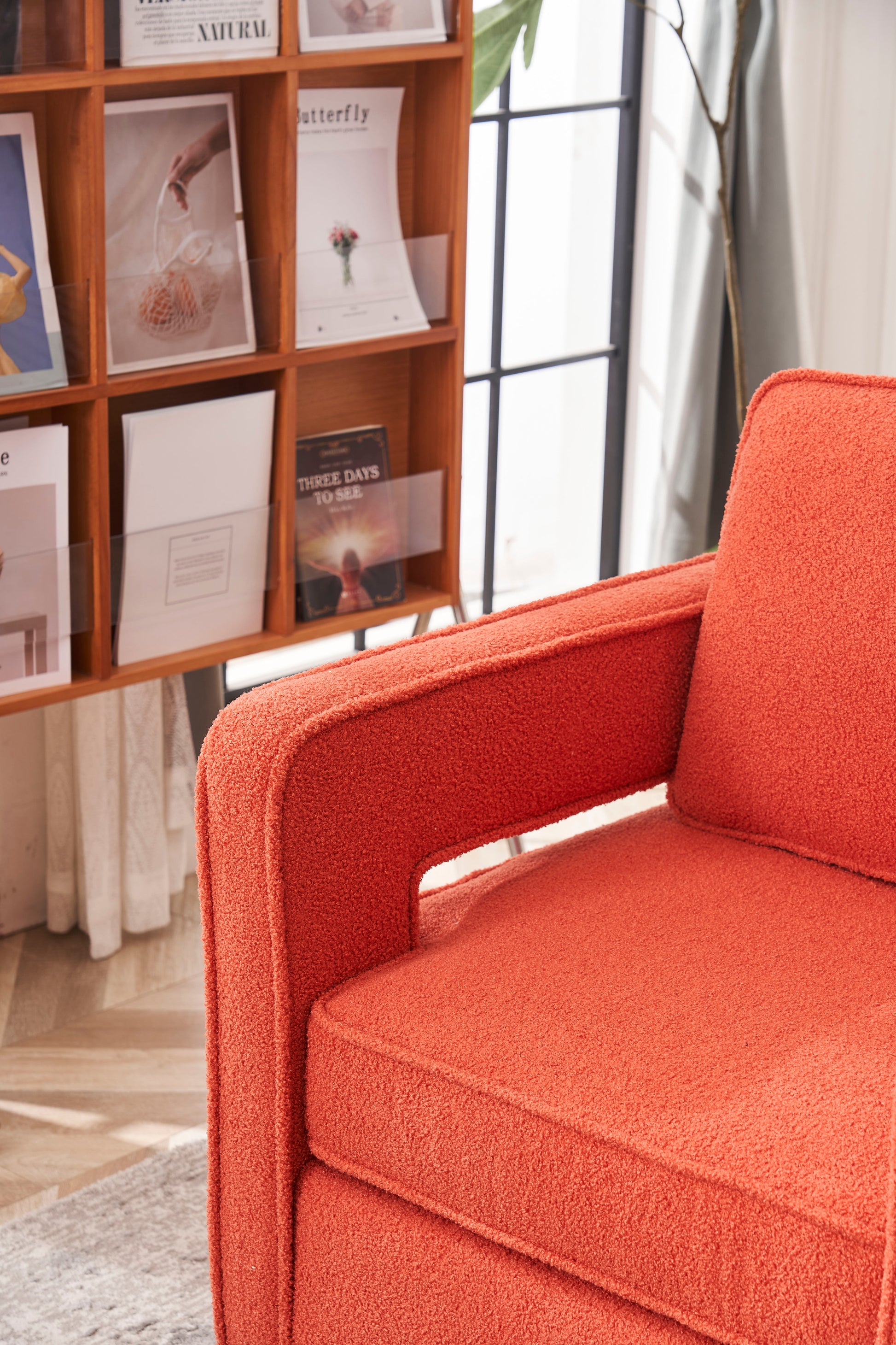 Swivel Barrel Chair For Living Room,360 Degree Swivel Club Modern Accent Single Sofa Chair, Small Leisure Arm Chair For Nursery, Hotel, Bedroom, Office Orange Primary Living Space Modern Faux Fur