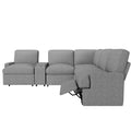 104'' Power Recliner Corner Sofa Home Theater Reclining Sofa Sectional Couches With Storage Box, Cup Holders, Usb Ports And Power Socket For Living Room, Grey Grey Foam Linen 4 Seat