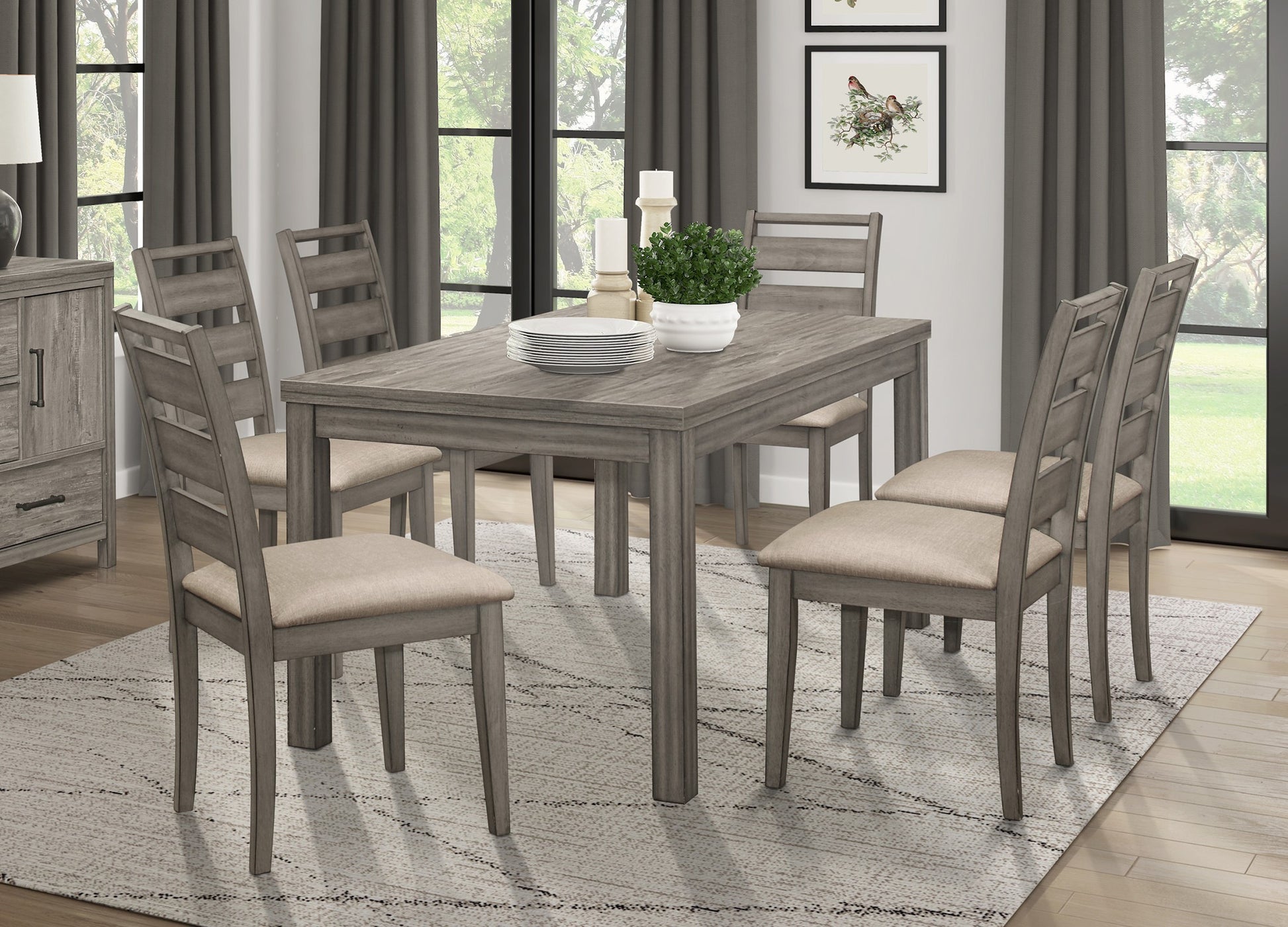 Weathered Gray Finish Rustic Style Dining Side Chair 2Pc Set Upholstered Seat Transitional Framing Wooden Furniture Gray Dining Room Rustic,Transitional Side Chair Wood