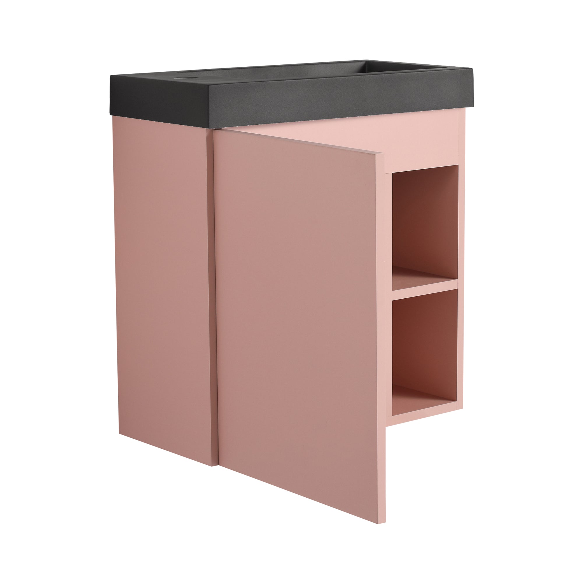 20'' Floating Wall Mounted Bathroom Vanity With Resin Sink & Soft Close Cabinet Door Pink Black 1 1 Soft Close Doors Bathroom Wall Mounted Modern Plywood