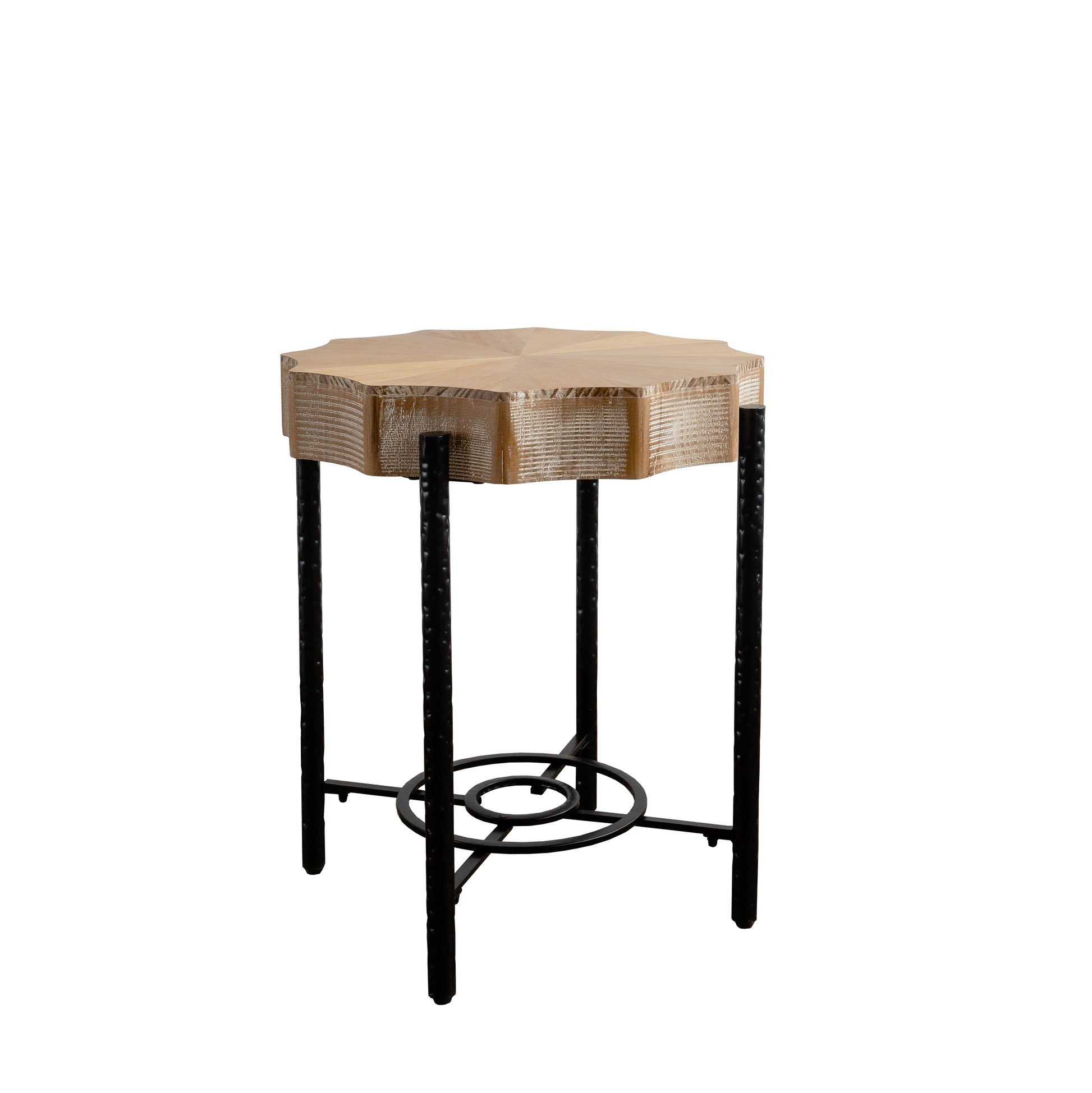 31.5 "Vintage Patchwork Lace Shape Coffee Table With Natural Pine Grain Table Top And Dimpled Metal Cross Legs, Cedar Coffee Table Set Set Of 2 Natural Black Wood Metal