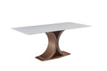 Elegant Red Copper And Carbon Steel Dining Table With Glossy Snow Mountain Stone Top Load Capacity 109.5 Kg Excluding Chairs White Carbon Steel