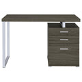 Weathered Grey 3 Drawer Reversible Office Desk Grey Gray Writting Desk Office Contemporary,Modern Freestanding Rectangular Drawers Desk Wood Sled