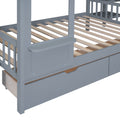 Full Over Full Castle Style Bunk Bed With 2 Drawers 3 Shelves And Slide Gray Gray Solid Wood