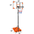 Portable Basketball Goal System With Stable Base And Wheels, Use For Indoor Outdoor Teenagers Youth Height Adjustable 5.6 To 7Ft Basketball Hoop 28 Inch Backboard Orange Sporty Iron