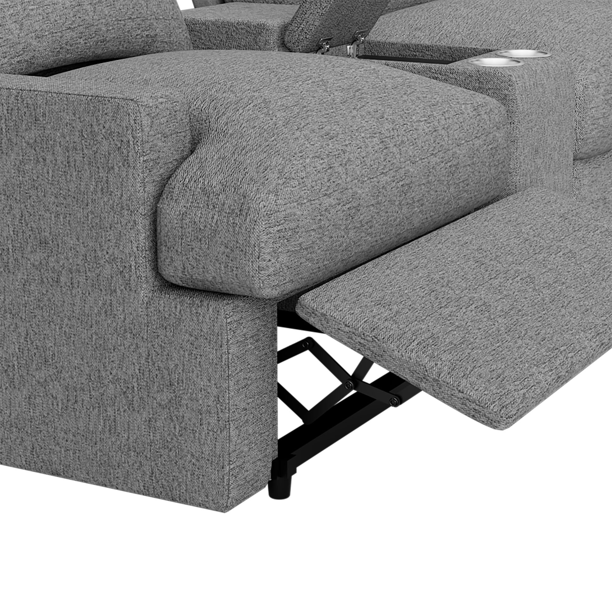 104'' Power Recliner Corner Sofa Home Theater Reclining Sofa Sectional Couches With Storage Box, Cup Holders, Usb Ports And Power Socket For Living Room, Grey Grey Foam Linen 4 Seat