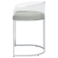 Grey And Chrome Acrylic Back Stools Set Of 2 Solid Grey Dining Room Foam Spot Clean Contemporary,Modern Bar Stools Solid Back Foam Faux Leather