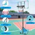 Portable Basketball Goal System With Stable Base And Wheels, Use For Indoor Outdoor Teenagers Youth Height Adjustable 5.6 To 7Ft Basketball Hoop 28 Inch Backboard Blue Sporty Iron