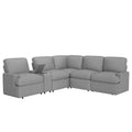 104'' Power Recliner Corner Sofa Home Theater Reclining Sofa Sectional Couches With Storage Box, Cup Holders, Usb Ports And Power Socket For Living Room, Grey Grey Foam Linen 4 Seat