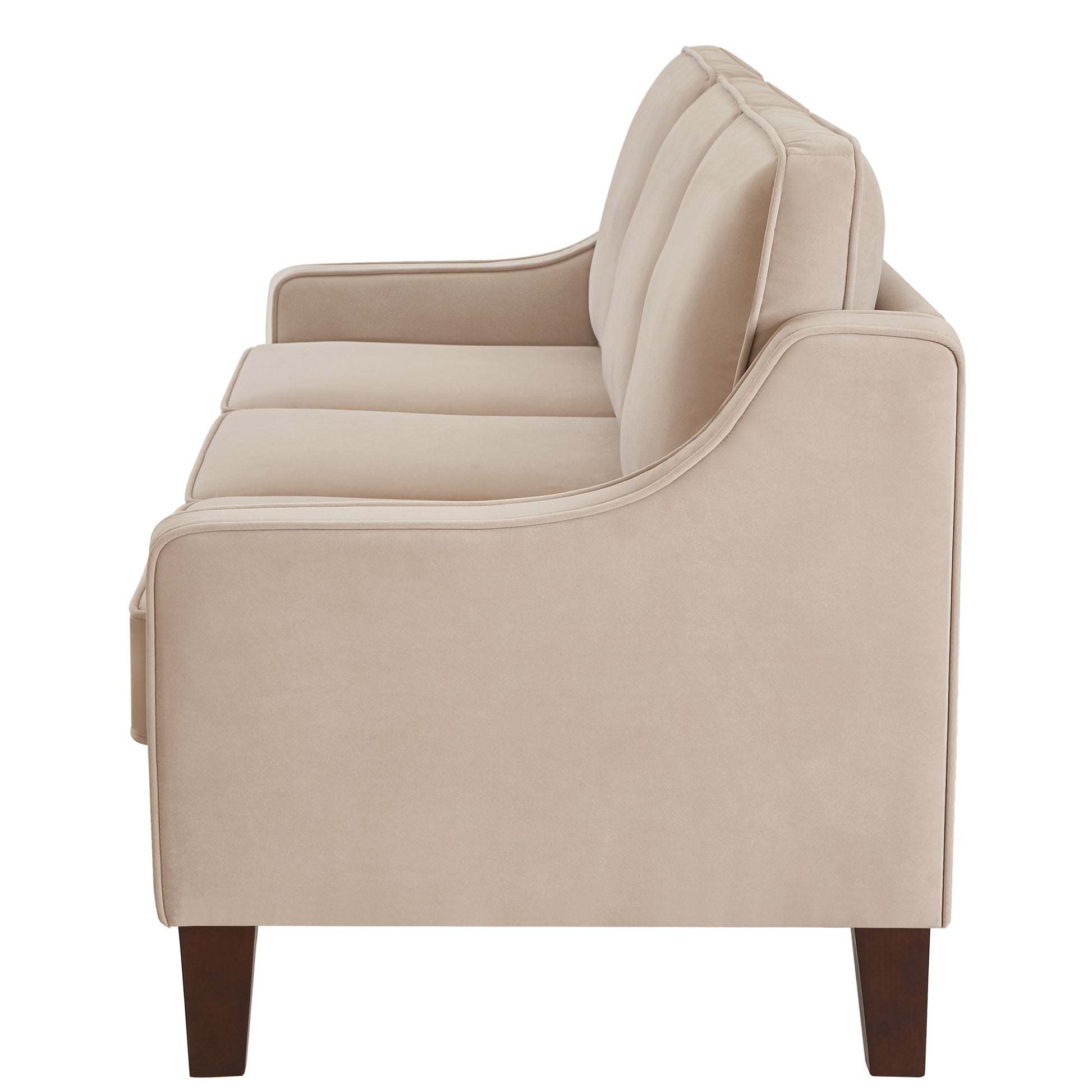 Modern Loveseat Sofa For Living Room, Upholstered Velvet Small Couch With Wooden Legs For Livingroom Bedroom, Taupe Taupe Espresso Velvet Wood Primary Living Space Medium Soft Cushion Back American Design Rubberwood Square Arms Foam Velvet 2 Seat