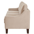 Modern 3 Person Seat Sofa Couch With Scooped Armrest Wood Legs,Upholstered Velvet 3 Seat Sofa With Removable Cushions For Livingroom Bedroom,Taupe Taupe Espresso Velvet Wood Primary Living Space Medium Soft Cushion Back American Design Rubberwood Square