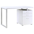 White 3 Drawer Reversible Office Desk White White Writting Desk Office Contemporary,Modern Rectangular Drawers Desk Wood Sled