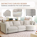 Three Indoor Cushioned Combination Sofas With Three Pillows And Curved Seat, For Living Room, Study Room, And Apartment Beige Polyester