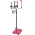 Portable Basketball Goal System With Stable Base And Wheels, Use For Indoor Outdoor Teenagers Youth Height Adjustable 5.6 To 7Ft Basketball Hoop 28 Inch Backboard Pink Sporty Iron