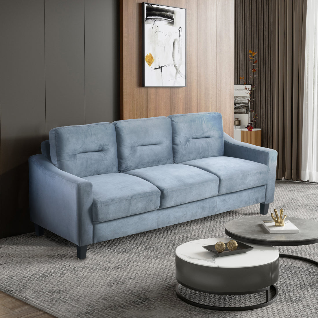 Couch Comfortable Sectional Couches And Sofas For Living Room Bedroom Office Small Space Gray Velvet 3 Seat