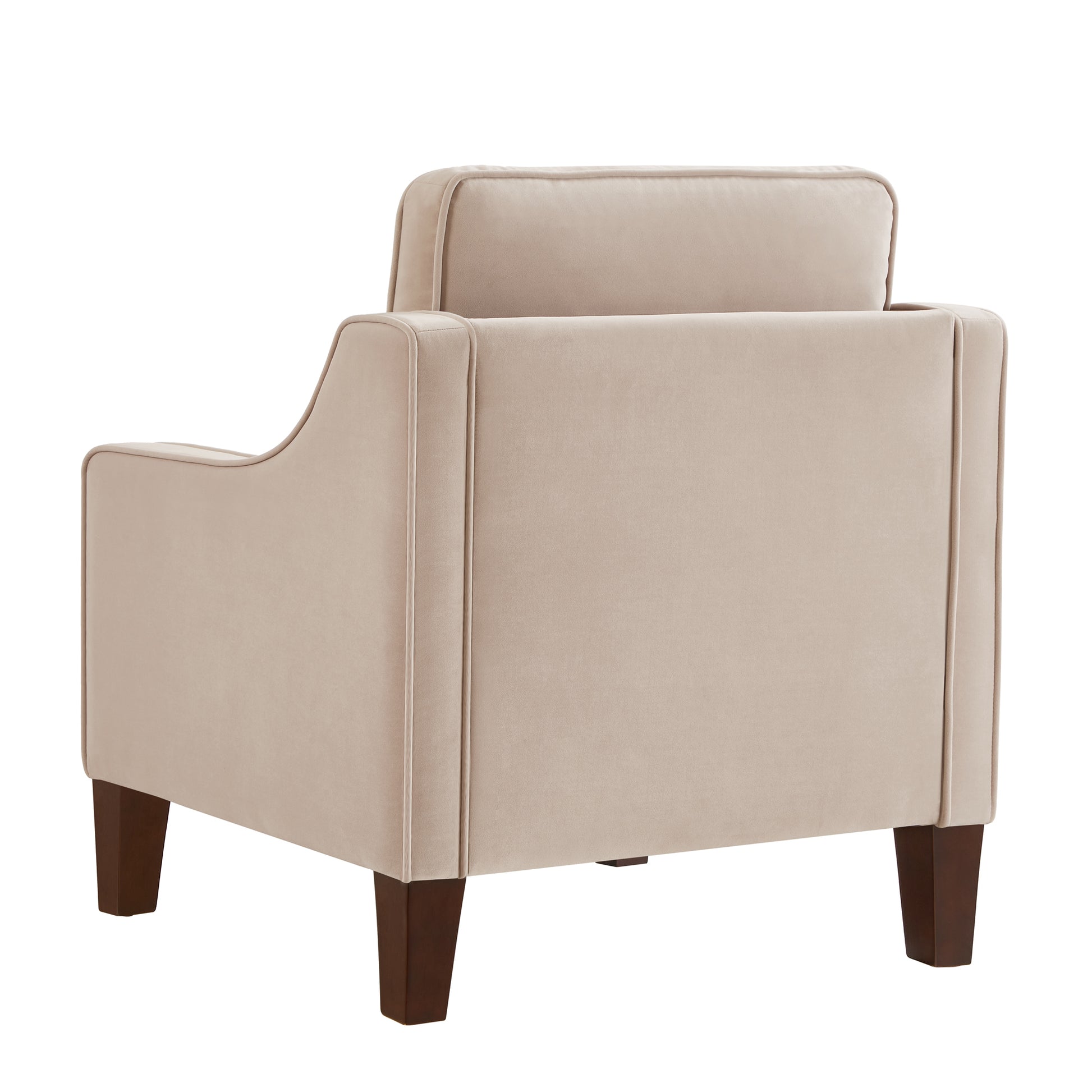 Modern Armchair, Living Room Single Seat Sofa Chair With Wooden Legs, Upholstered Velvet Accent Chair For Living Room, Bedroom,Taupe Taupe Espresso Velvet Wood Primary Living Space Medium Soft Cushion Back American Design Rubberwood Square Arms Foam