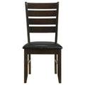 Cappuccino And Black Padded Seat Side Chairs Set Of 2 Solid Black Brown Dining Room Foam Spot Clean Transitional Side Chair Rubberwood Ladder Back Foam Faux Leather
