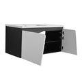 40'' Floating Wall Mounted Bathroom Vanity With Ceramics Sink & Soft Close Cabinet Door White Black Soft Close Doors Bathroom Wall Mounted Modern Plywood Plywood