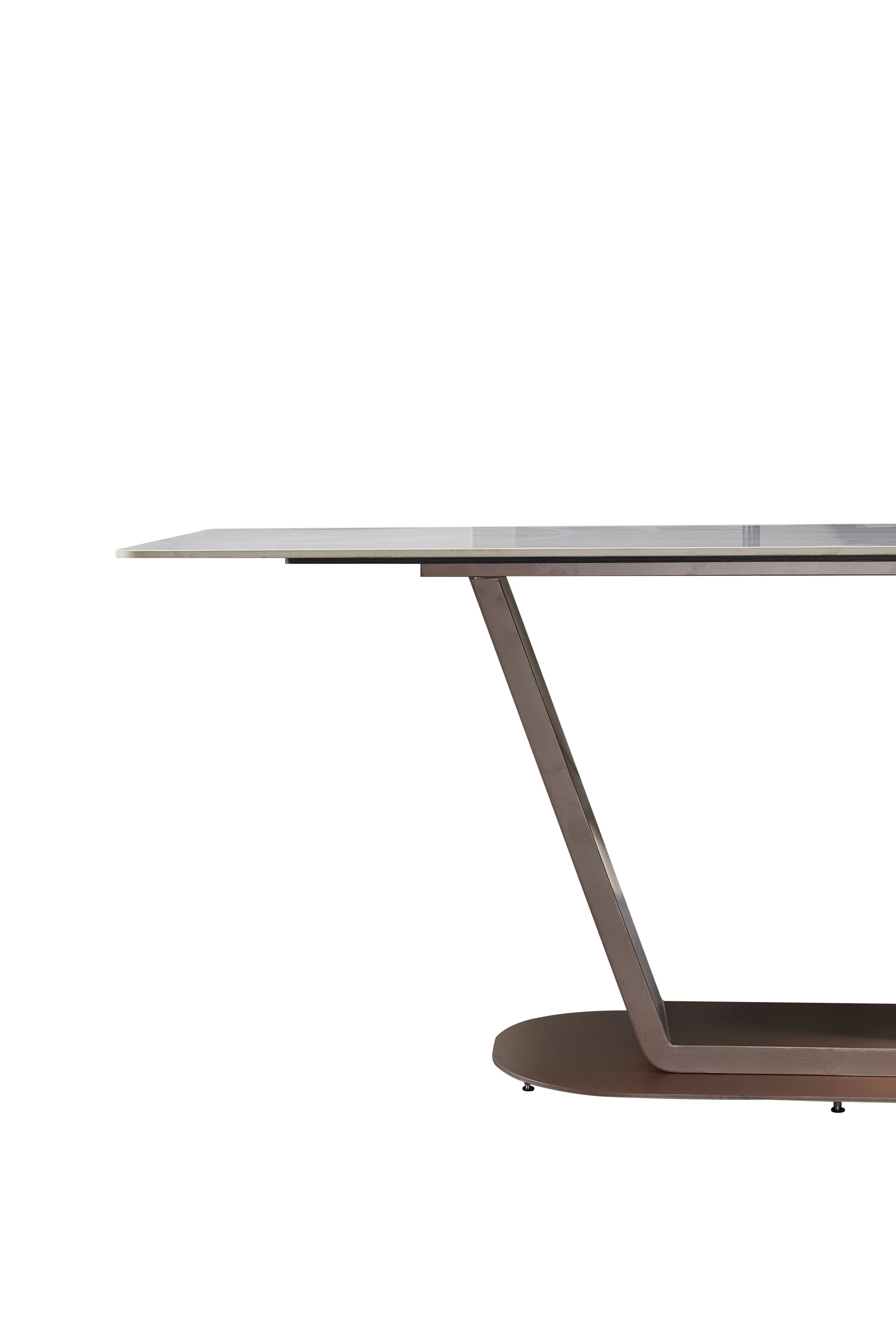 Pandora Carbon Steel And Red Copper Dining Table With Rock Plate Heavy Duty, Supports Up To 94.5 Kg Excluding Chairs White Carbon Steel