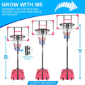 Portable Basketball Goal System With Stable Base And Wheels, Use For Indoor Outdoor Teenagers Youth Height Adjustable 5.6 To 7Ft Basketball Hoop 28 Inch Backboard Pink Sporty Iron