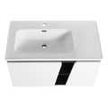 36'' Floating Wall Mounted Bathroom Vanity With Ceramic Basin & Soft Close Cabinet Door White Black Soft Close Doors Bathroom Wall Mounted Modern Plywood Plywood