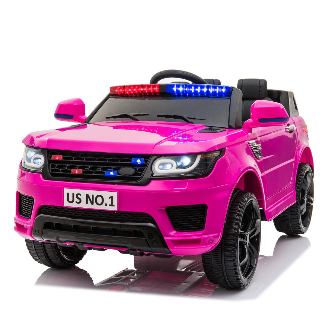 12V Kids Ride On Suv Cop Car With Remote Control, Siren Sounds Alarming Lights, Music Story Rose Red Rose Red Polypropylene