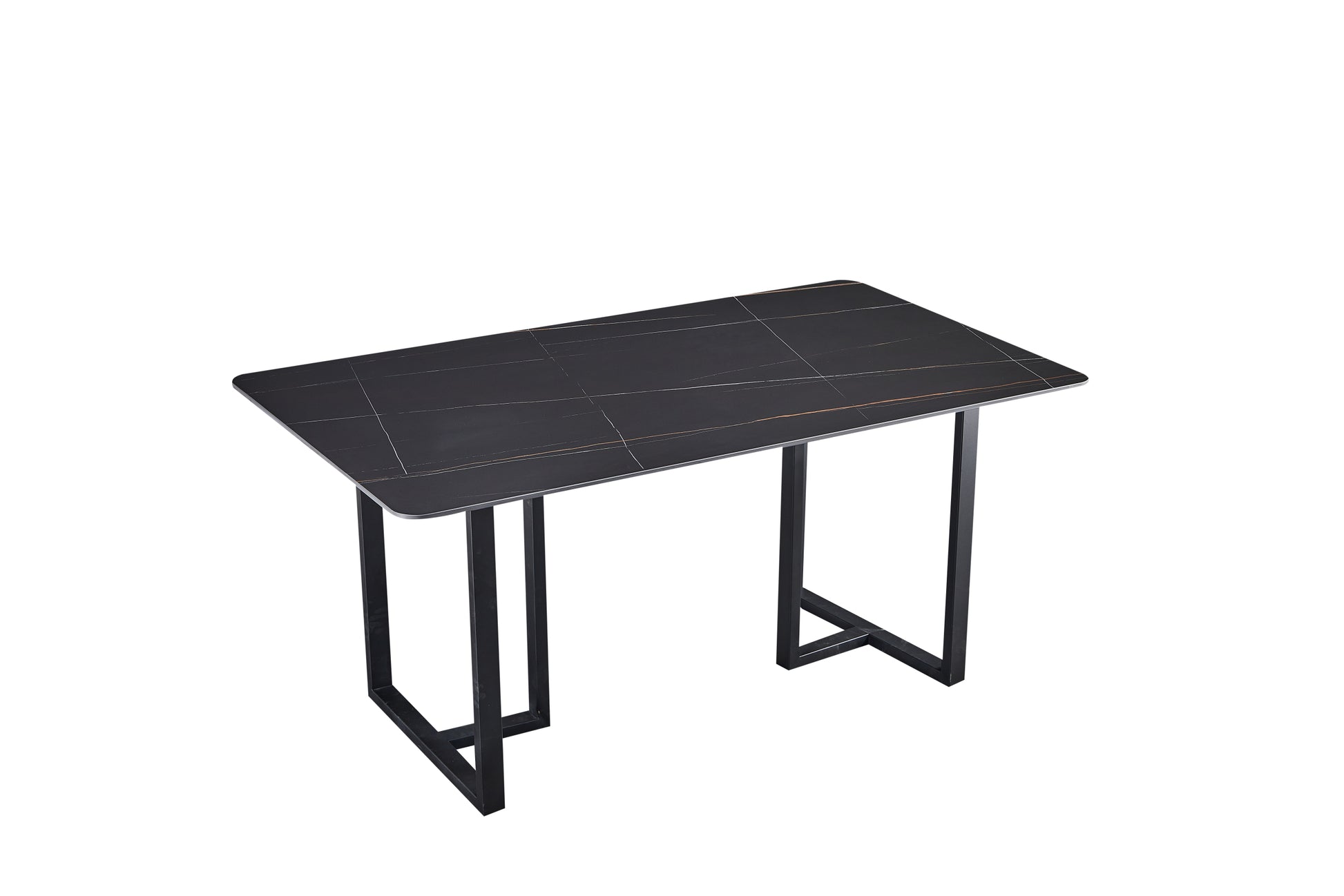 Carbon Steel Dining Table With Lauren Black Gold Stone Surface Supports Up To 74 Kg Black Gold Carbon Steel
