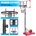 Portable Basketball Goal System With Stable Base And Wheels, Use For Indoor Outdoor Teenagers Youth Height Adjustable 5.6 To 7Ft Basketball Hoop 28 Inch Backboard Pink Sporty Iron