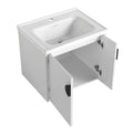 24 Inch Bathroom Vanity With Sink, For Small Bathroom, Bathroom Vanity With Soft Close Door White 2 Bathroom Wall Mounted Modern Plywood