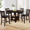 Black And Espresso Lattice Back Counter Height Stools Set Of 2 Solid Brown Espresso Dining Room Foam Spot Clean Transitional Rubberwood Open Back Foam Faux Leather
